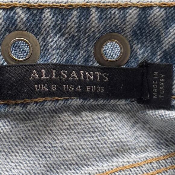 ALLSAINTS LILA GROMMET RAW HEM COTTON DENIM‎ SKIRT IN BLUE NWT WOMEN'S SIZE 4 - Picture 13 of 15